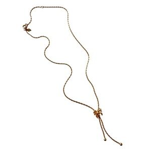 Vintage Sarah Coventry Dainty Bow Necklace Gold Tone Coquette Feminine